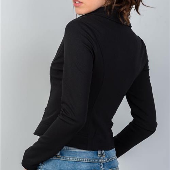 Dani Moto Crop Zipper Vegan Suede Jacket (Black) - Picture 6 of 8